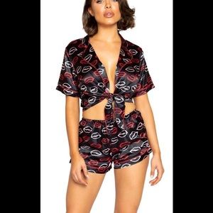 Kiss Kiss Satin Pj Set